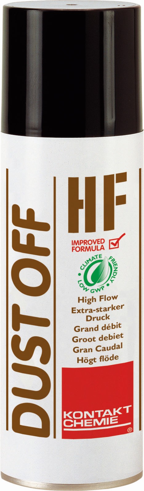 DUST OFF HF: Gas seco a presión. Soplador de polvo. Bajo GWP. No inflamable. Alto flujo. Producto base HFO.